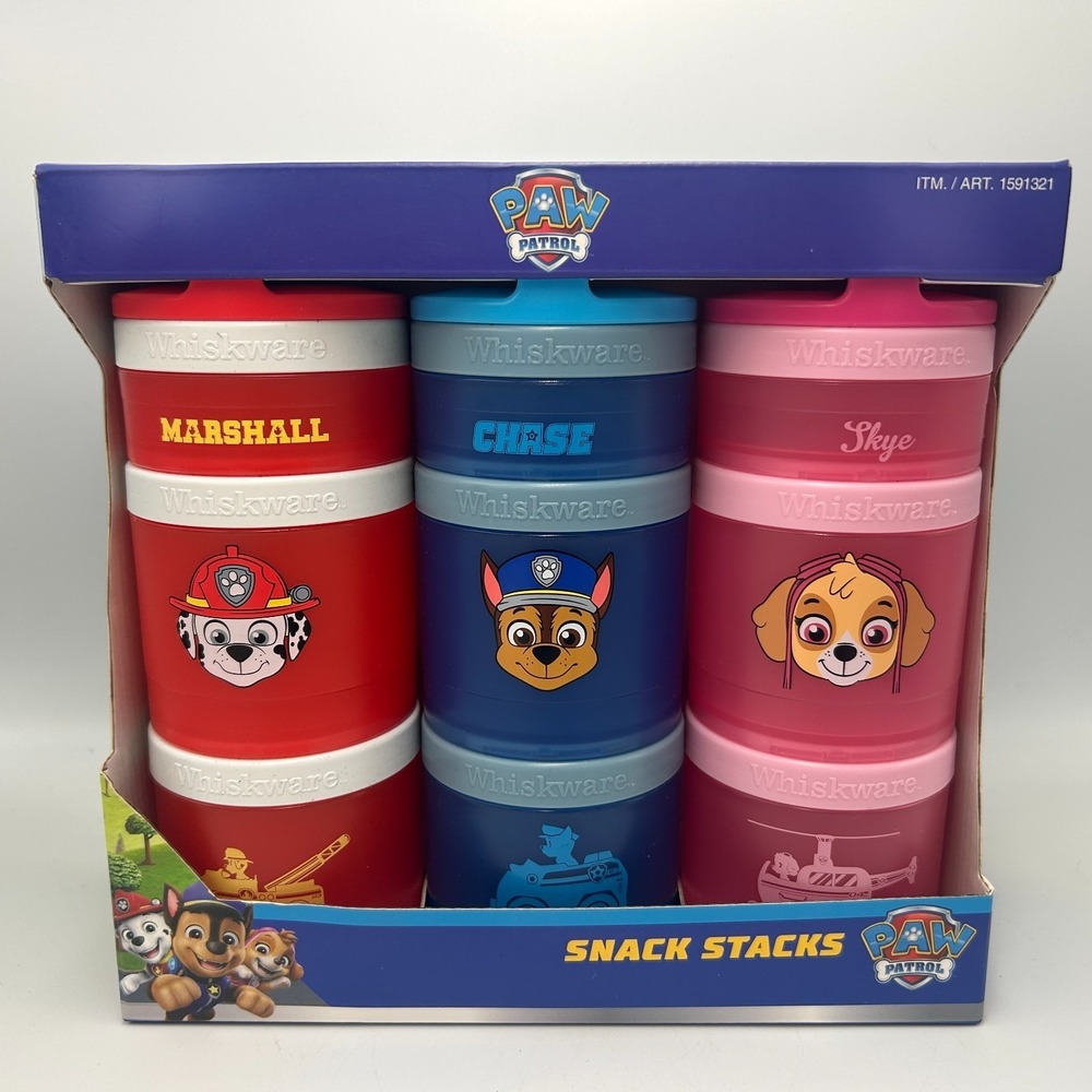 Whiskware Portable Stack Snacks Paw Patrol 3 Count Snack Containers Stacking NEW